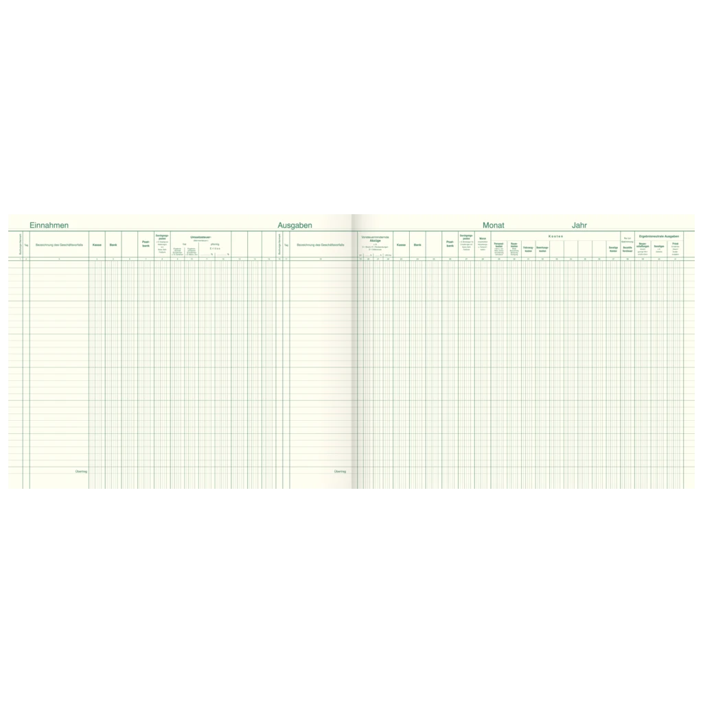 Kassenbuch | 400×320 mm, 56 Seiten, Karton, orange