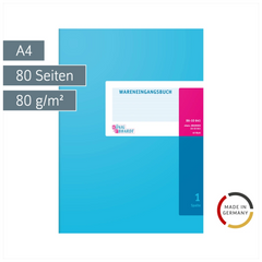 Waren- und Rechnungseingangsbuch | A4, 80 Seiten, Karton, magenta/hellblau