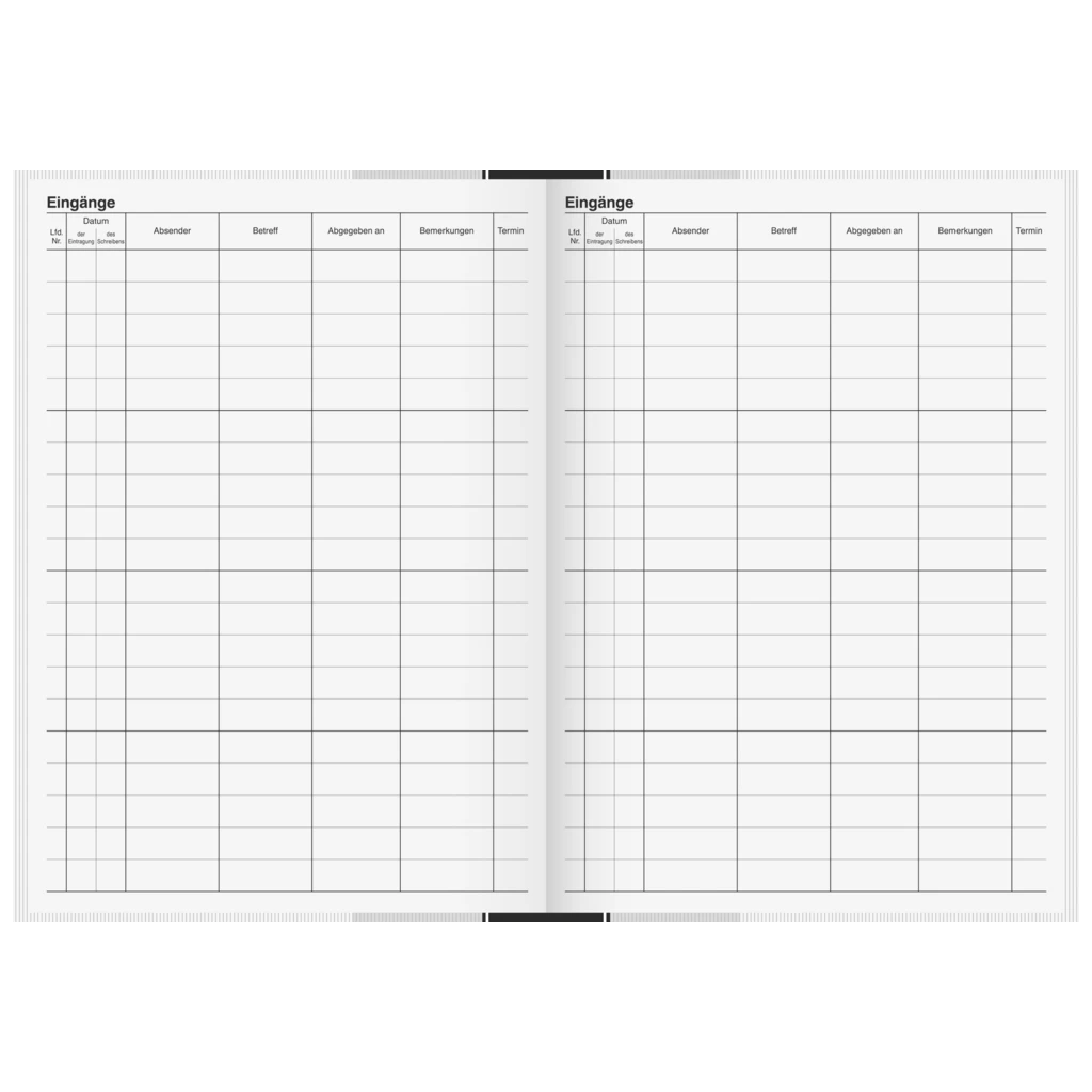 Post-Eingangsbuch | A4, 192 Seiten, Papier, grau/schwarz