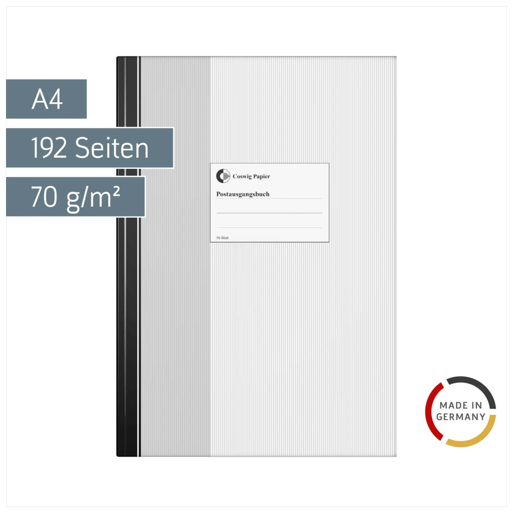 Post-Ausgangsbuch | A4, 192 Seiten, Papier, grau/schwarz