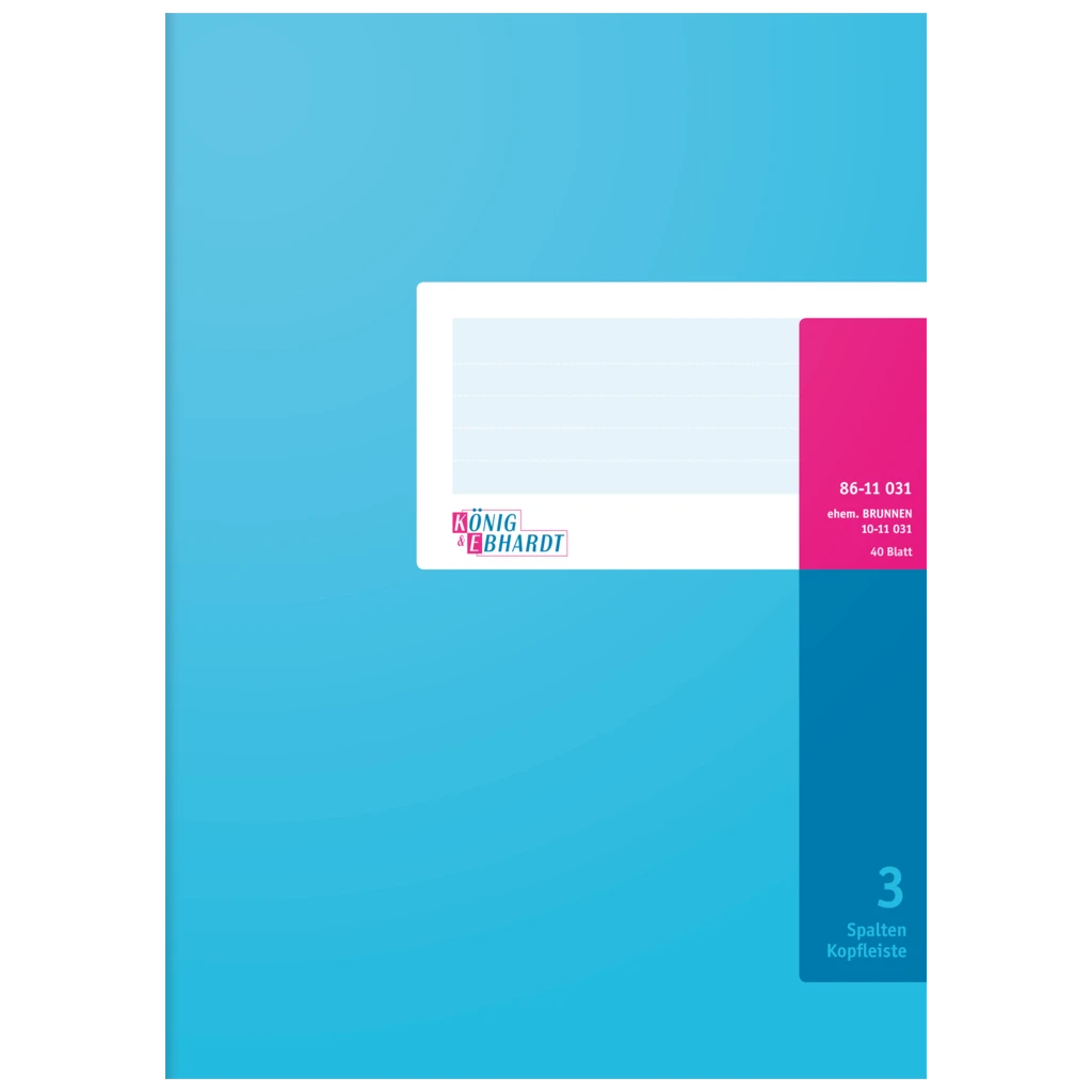 Spaltenbuch mit Kopfleiste | A4, 80 Seiten, 3 Spalten, Karton, magenta/hellblau