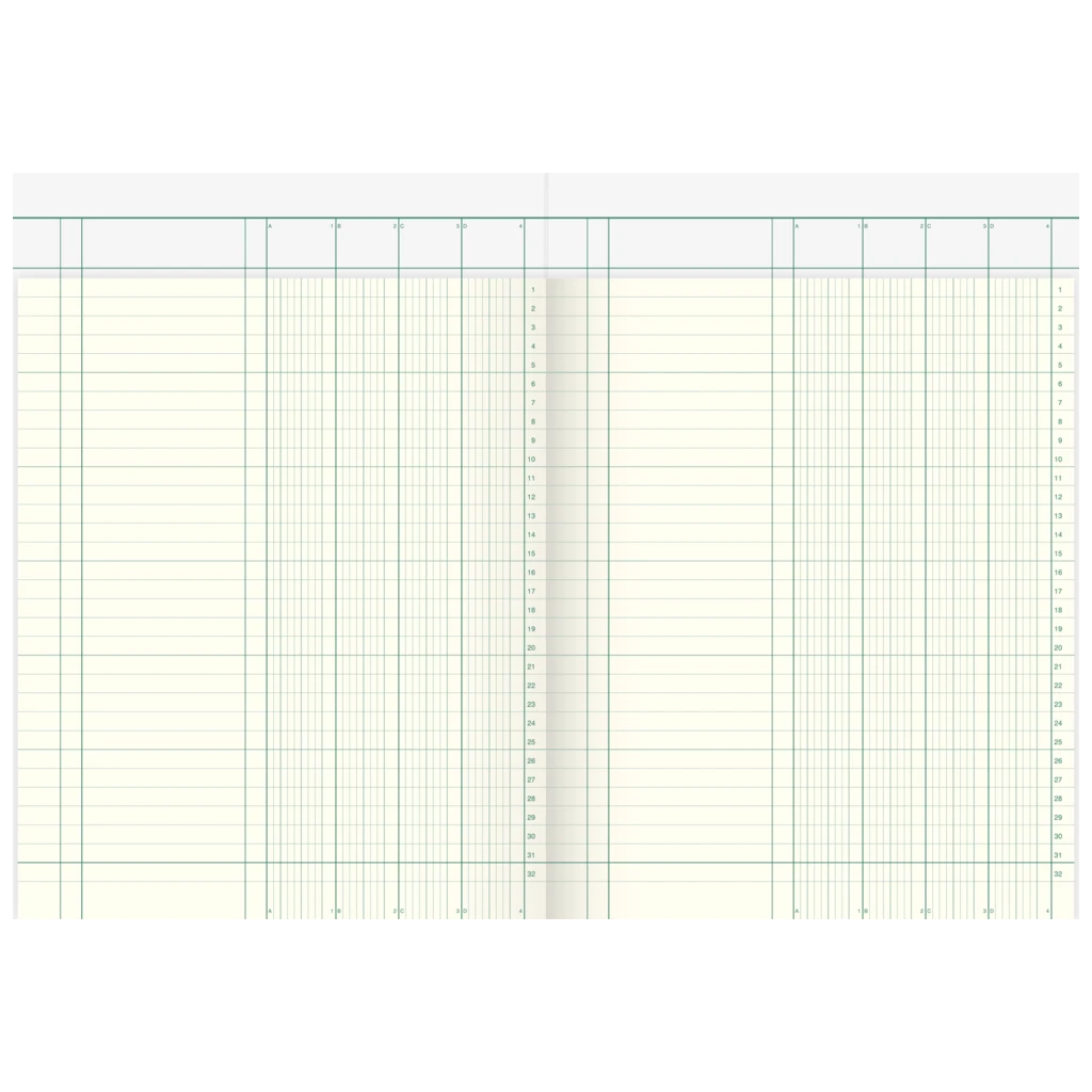 Spaltenbuch mit Kopfleiste | A4, 80 Seiten, 4 Spalten, Karton, magenta/hellblau