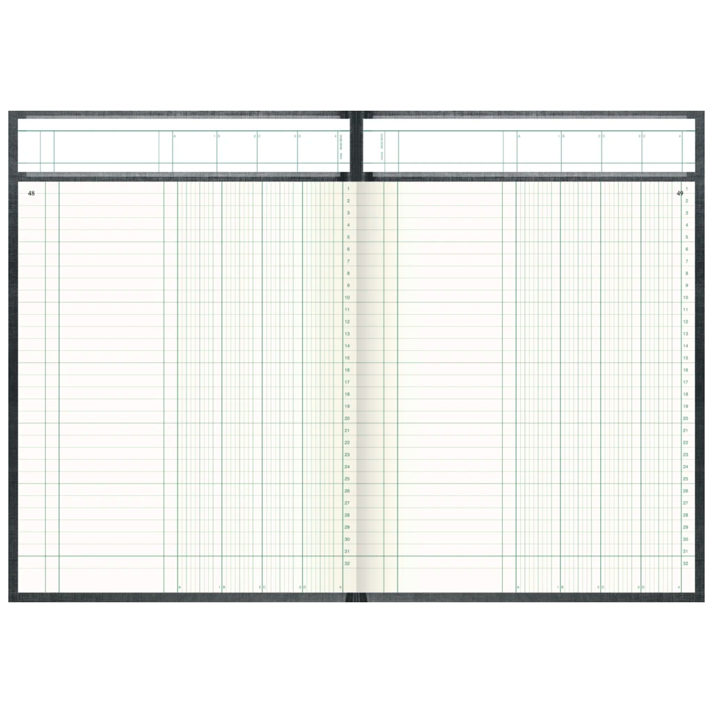 Spaltenbuch mit Kopfleiste | A4, 192 Seiten, 4 Spalten, Kunststoff, grau