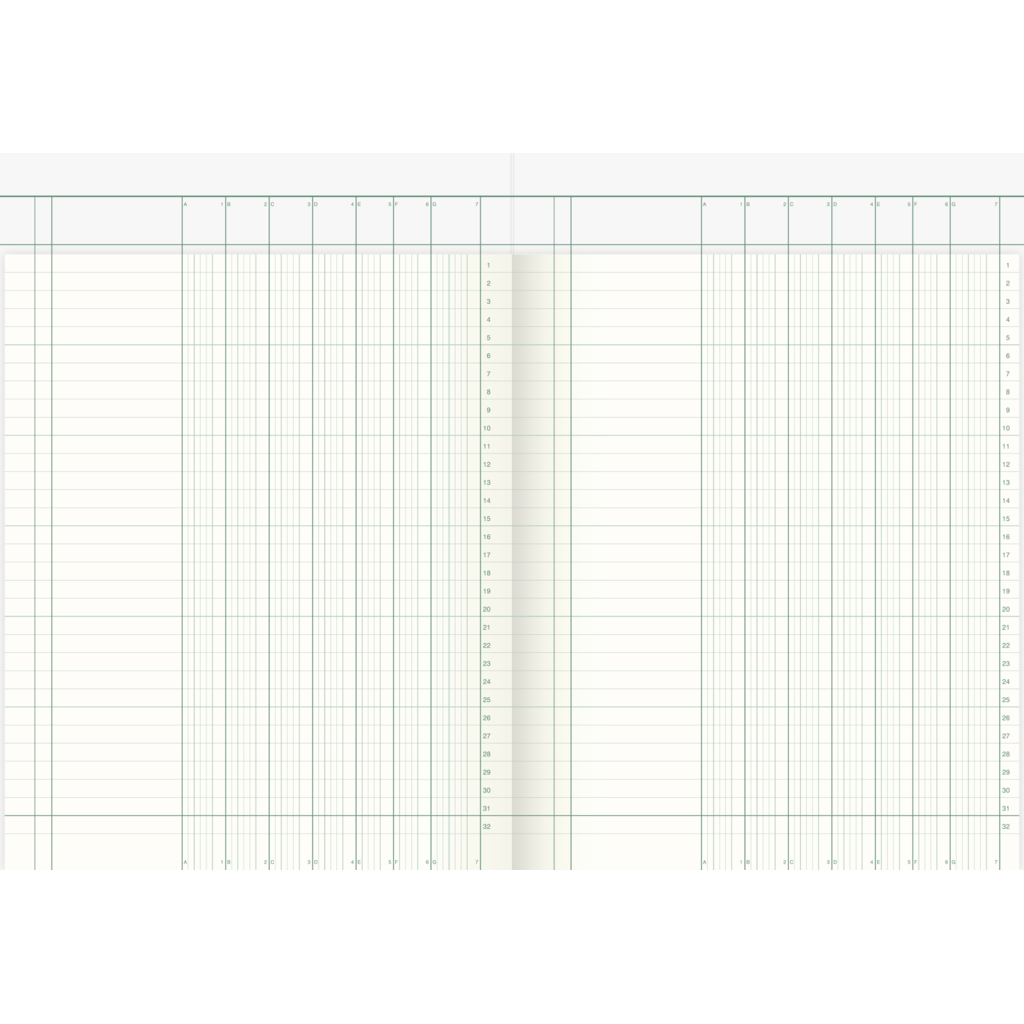Spaltenbuch mit Kopfleiste, A4, 40 Blatt / 80 Seiten, Spaltenschema, hochglanzlackierter Karton, 80 g/m²