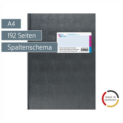 Spaltenbuch mit Kopfleiste | A4, 192 Seiten, mit Seitenzahlen, 7 Spalten, Kunststoff, grau