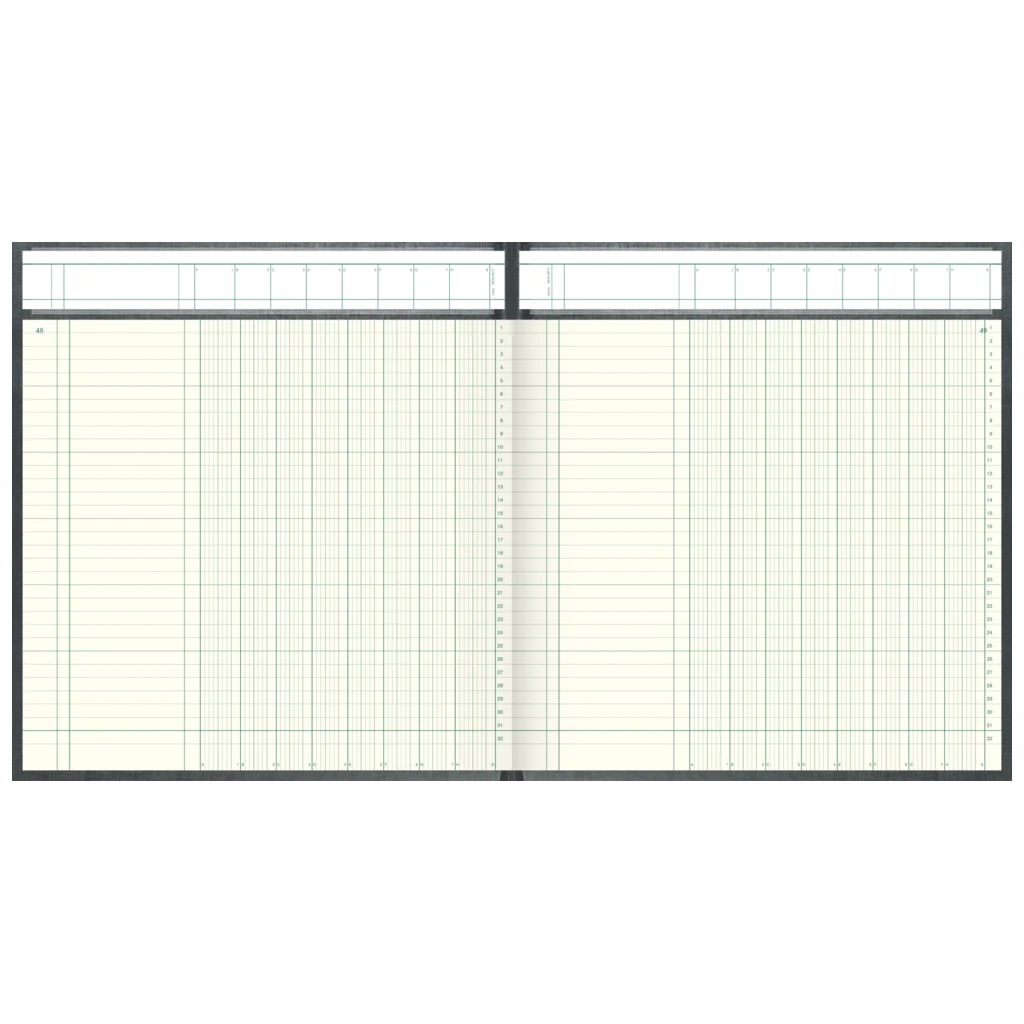 Spaltenbuch mit Kopfleiste | 277×297 mm, 192 Seiten, mit Seitenzahlen, Spaltenschema, Kunststoff, grau