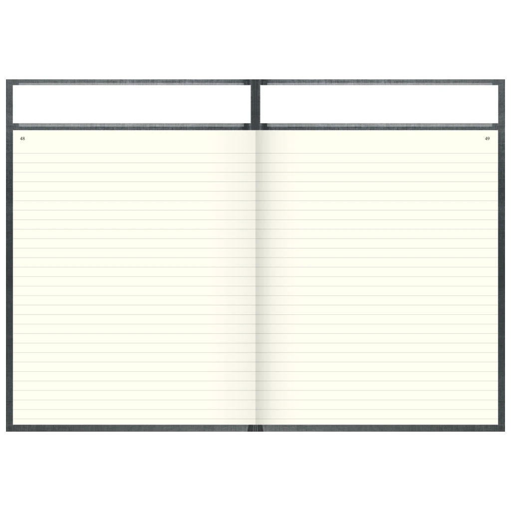 Geschäftsbuch mit Kopfleiste | A4, 192 Seiten, mit Seitenzahlen, liniert, Kunststoff, grau