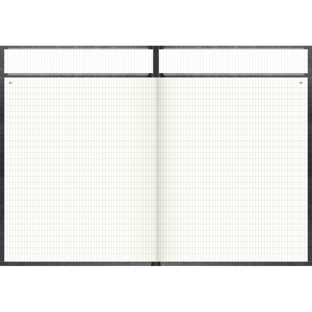 Geschäftsbuch mit Kopfleiste, A4, 96 Blatt / 192 Seiten, rautiert, Deckenband, 80 g/m², grau