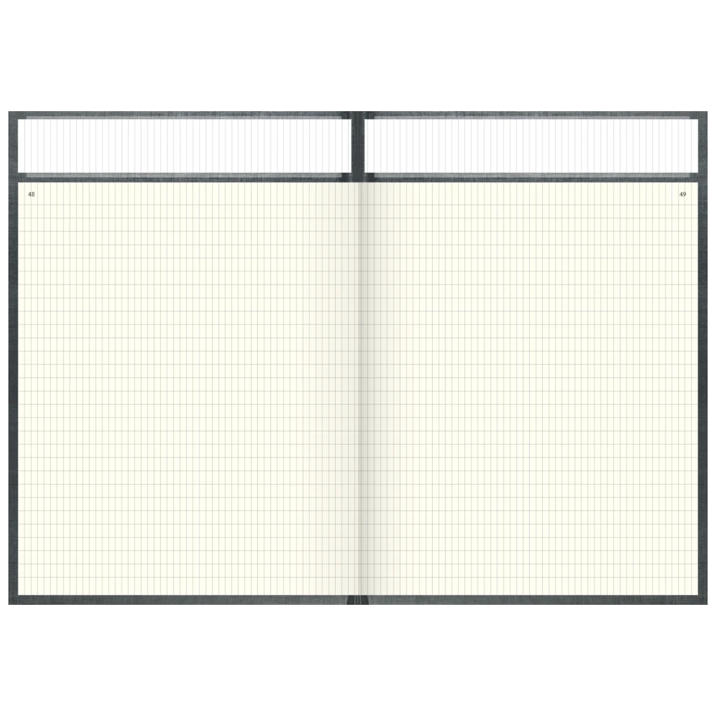 Geschäftsbuch mit Kopfleiste | A4, 192 Seiten, mit Seitenzahlen, rautiert, Kunststoff, grau