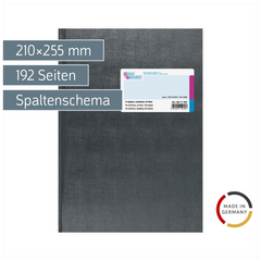 Vielzweckbuch mit Kopfleiste | A4, 192 Seiten, 16 Spalten, Kunststoff, grau