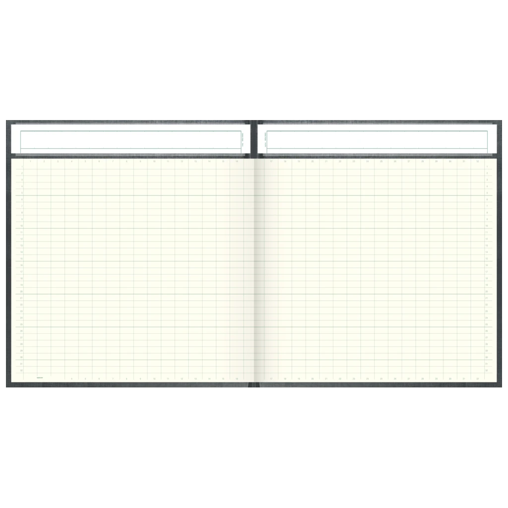 Vielzweckbuch mit Kopfleiste | 277×255 mm, 192 Seiten, 32 Spalten, Kunststoff, grau