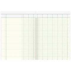 Spaltenbuch mit Kopfleiste | 210×255 mm, 84 Seiten, 8 Spalten, Karton, magenta/hellblau