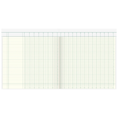 Spaltenbuch mit Kopfleiste | 277×255 mm, 80 Seiten, 20 Spalten, Karton, magenta/hellblau