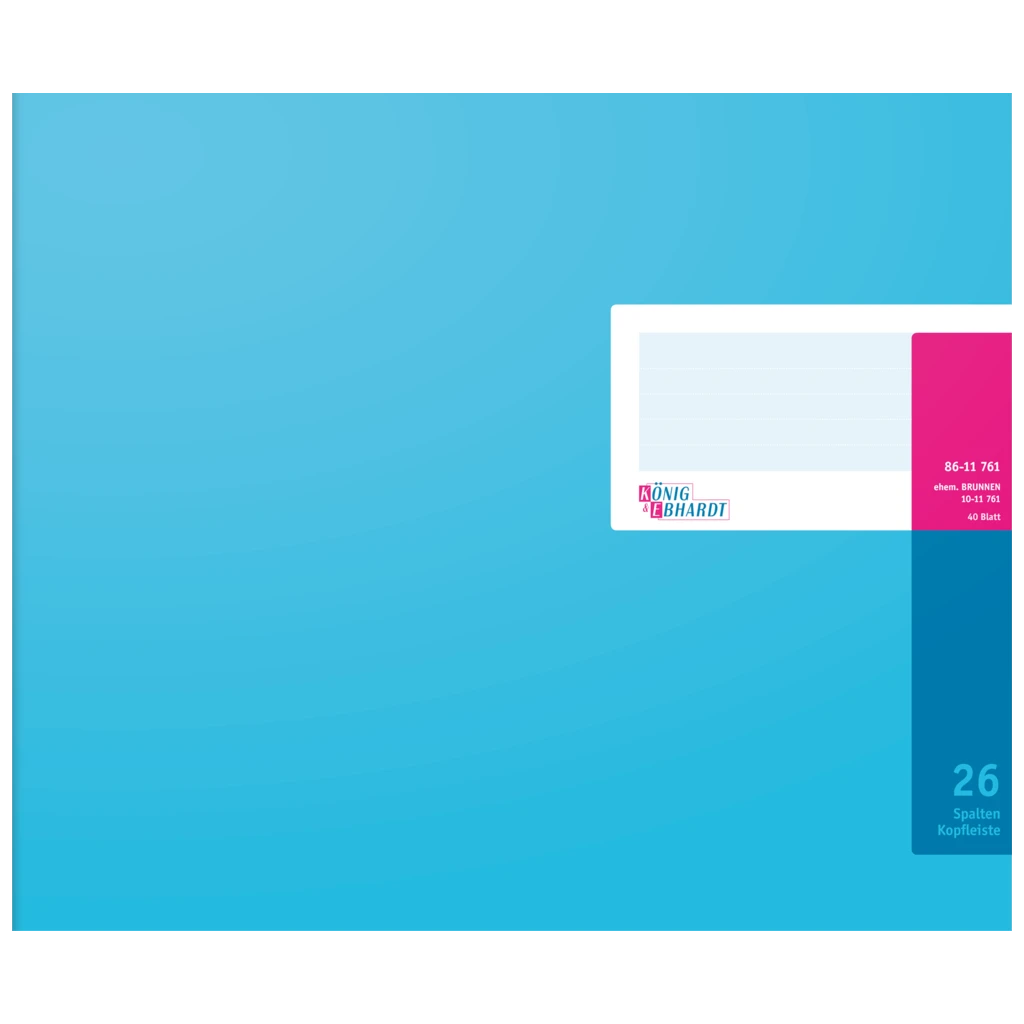 Spaltenbuch mit Kopfleiste | 348×255 mm, 80 Seiten, 26 Spalten, Karton, magenta/hellblau