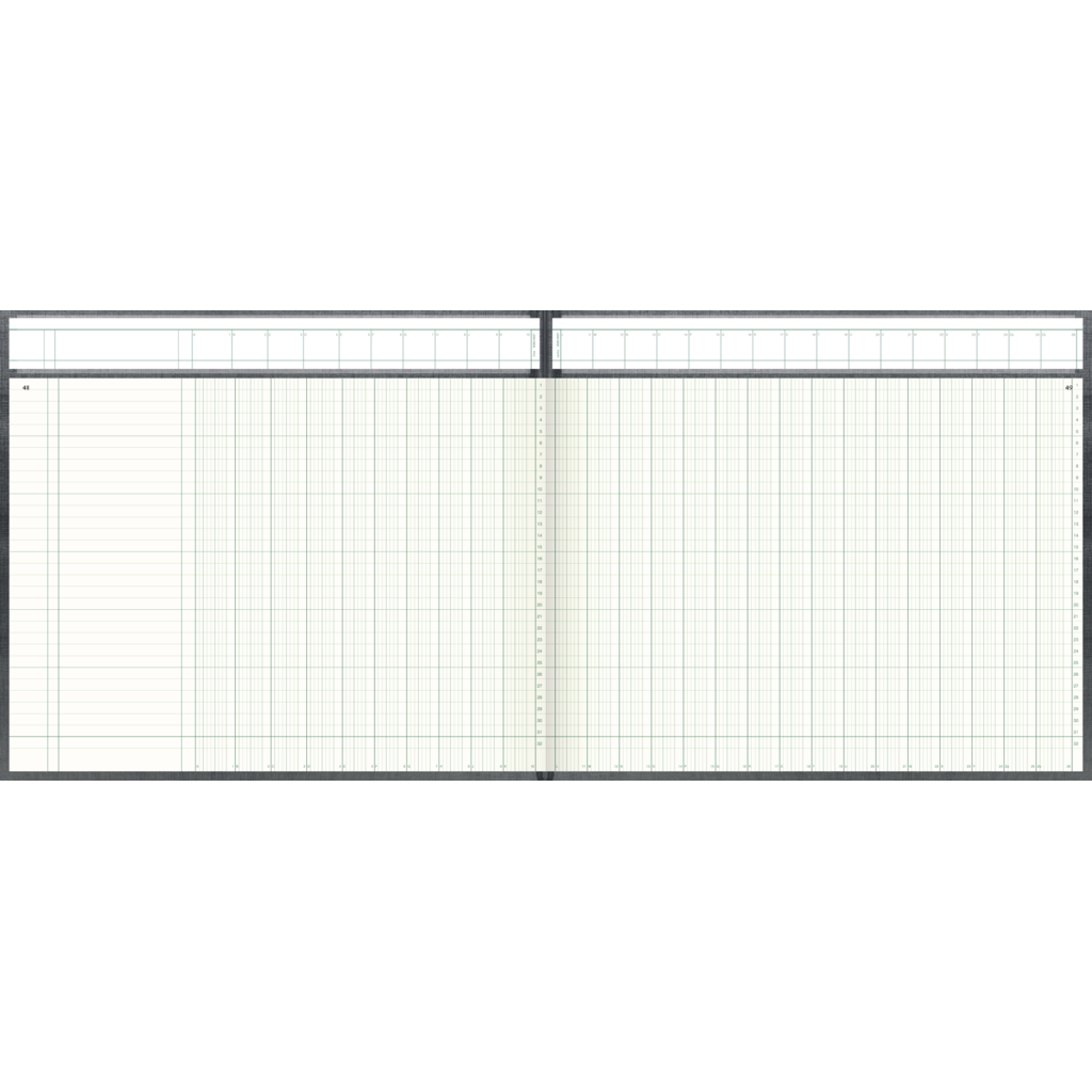 Spaltenbuch mit Kopfleiste, 348 × 255 mm, 96 Blatt / 192 Seiten, Spaltenschema, Deckenband, 80 g/m², grau