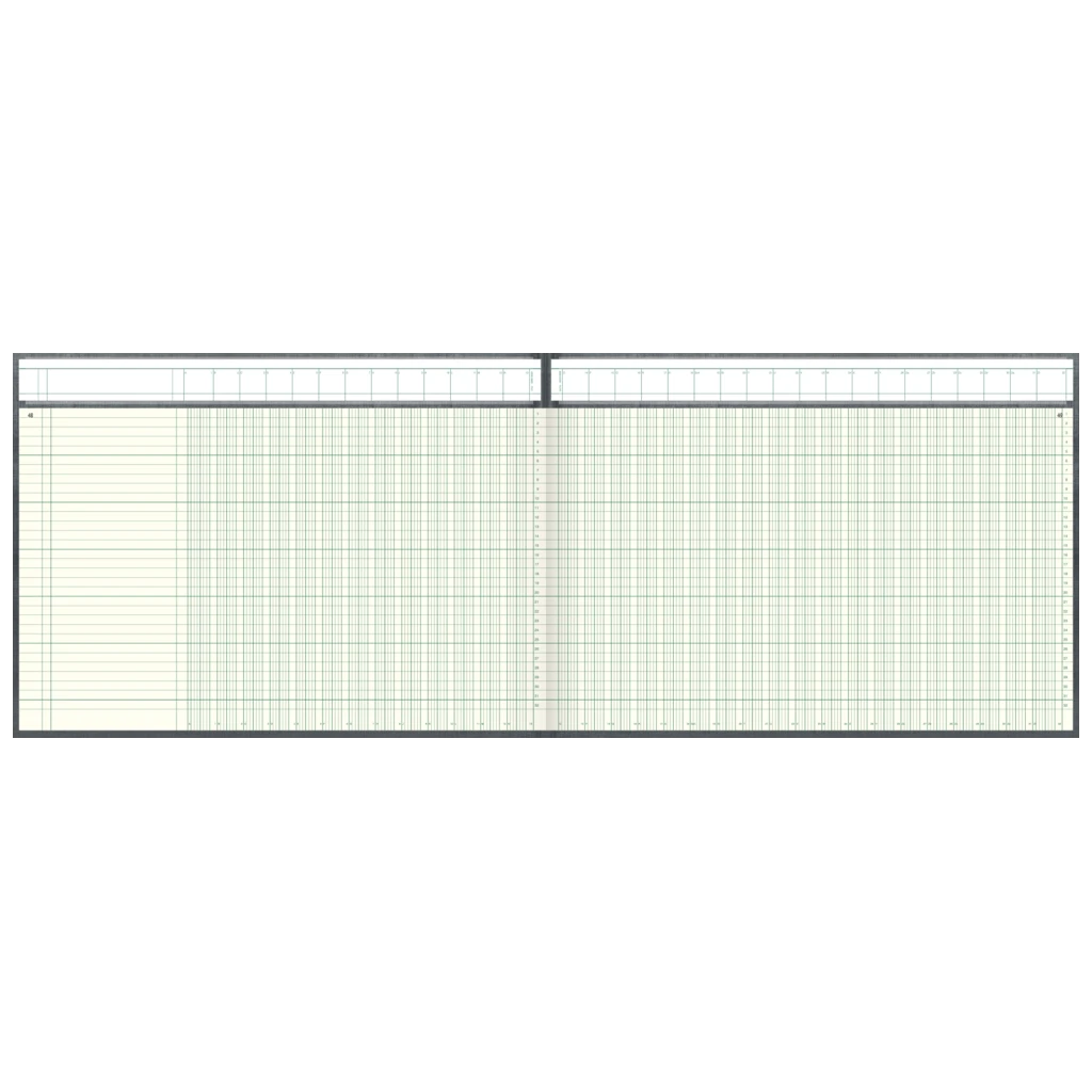 Spaltenbuch mit Kopfleiste | 420×255 mm, 192 Seiten, mit Seitenzahlen, Spaltenschema, Kunststoff, grau