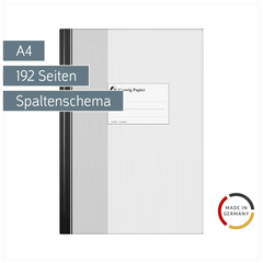 Spaltenbuch | A4, 192 Seiten, 16 Spalten, Papier, grau/schwarz