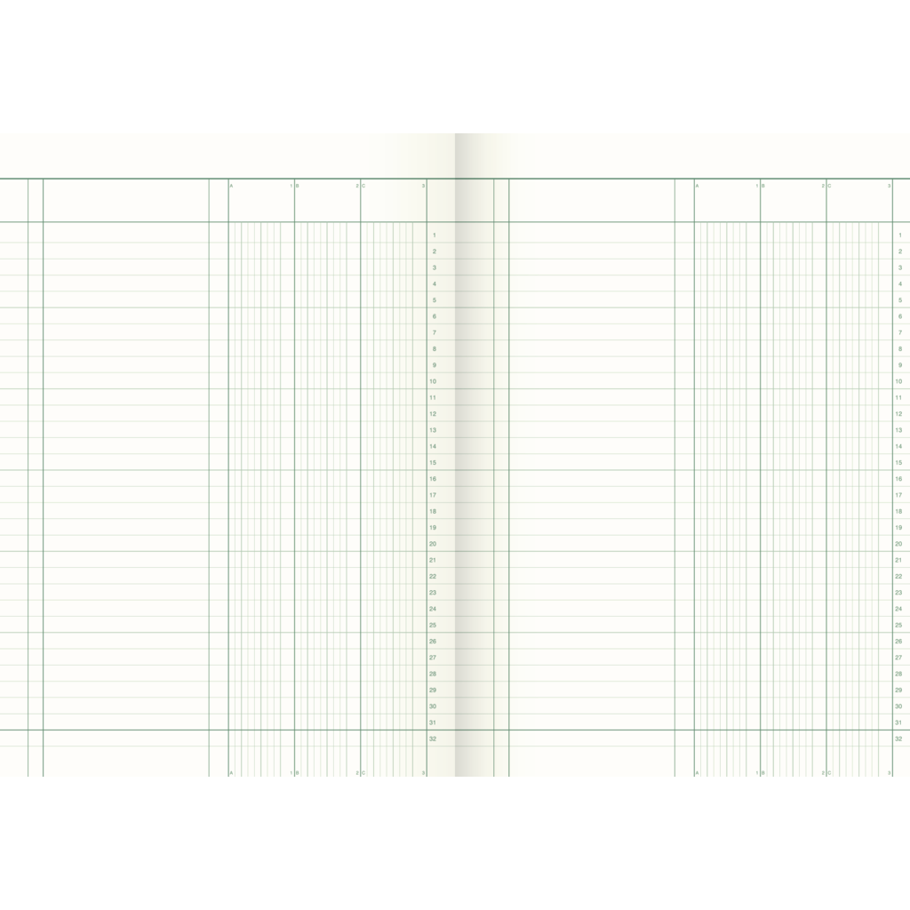 Spaltenbuch, A4, 40 Blatt / 80 Seiten, Spaltenschema, hochglanzlackierter Karton, 80 g/m²
