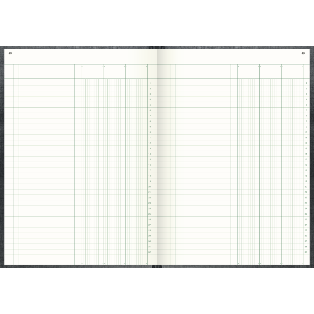 Spaltenbuch, A4, 96 Blatt / 192 Seiten, Deckenband, 80 g/m², grau