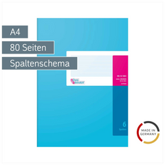 Spaltenbuch | A4, 80 Seiten, 6 Spalten, Karton, magenta/hellblau