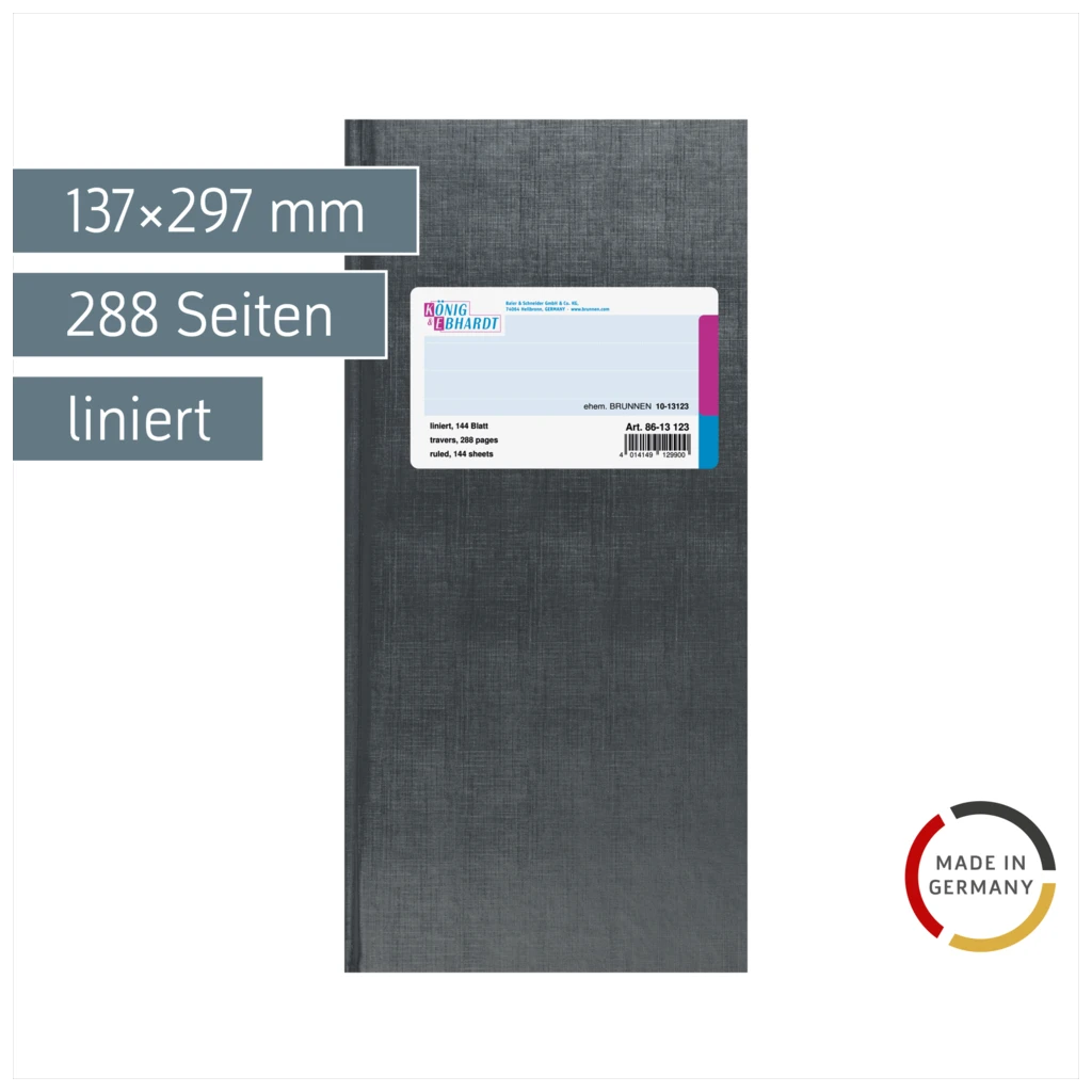 Geschäftsbuch | 2/3 A4, 288 Seiten, liniert, Kunststoff, grau