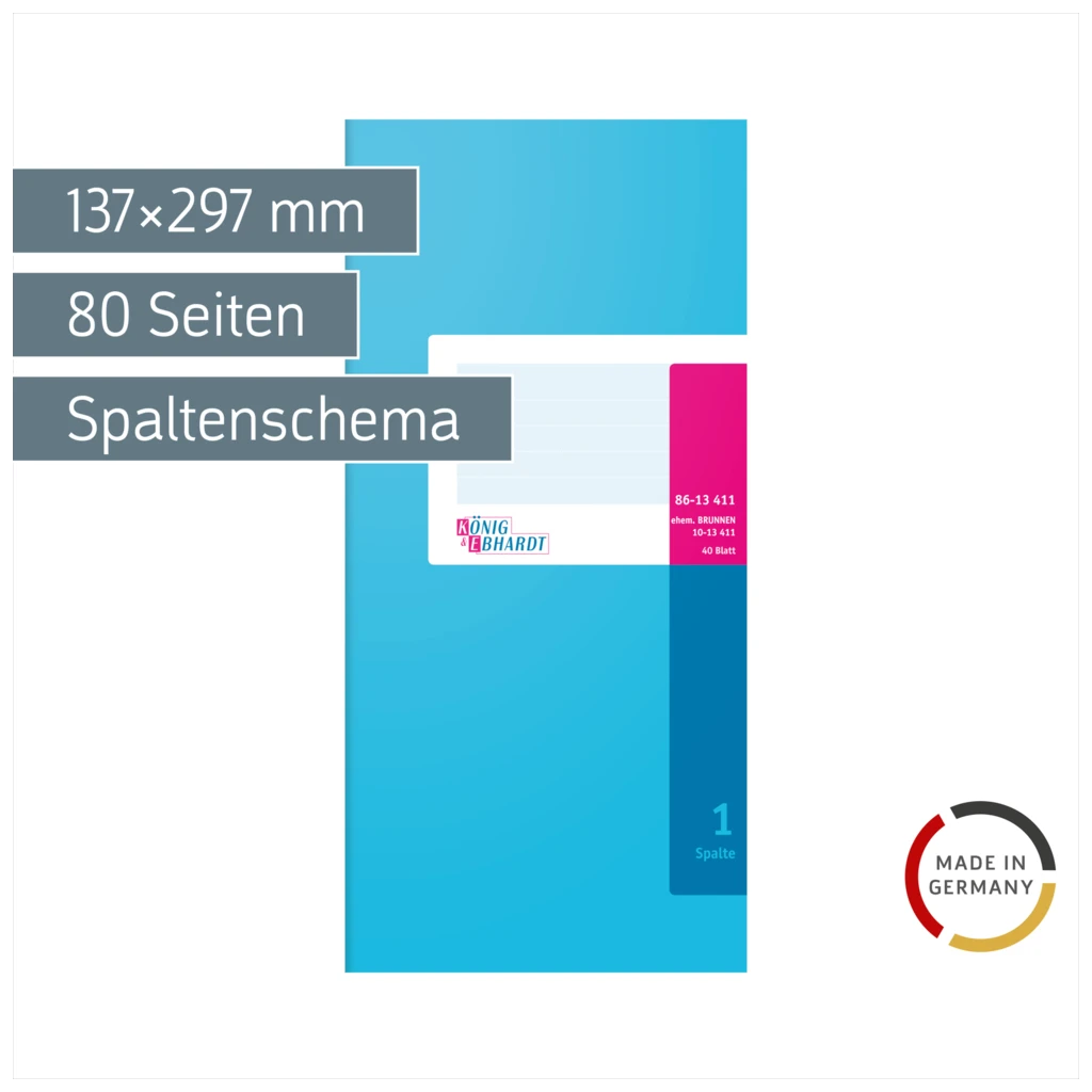 Spaltenbuch | 2/3 A4, 80 Seiten, 1 Spalten, Karton, magenta/hellblau