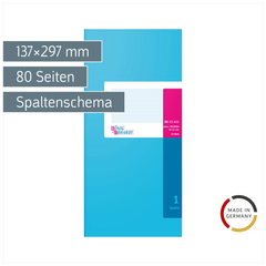 Spaltenbuch | 2/3 A4, 80 Seiten, 1 Spalten, Karton, magenta/hellblau