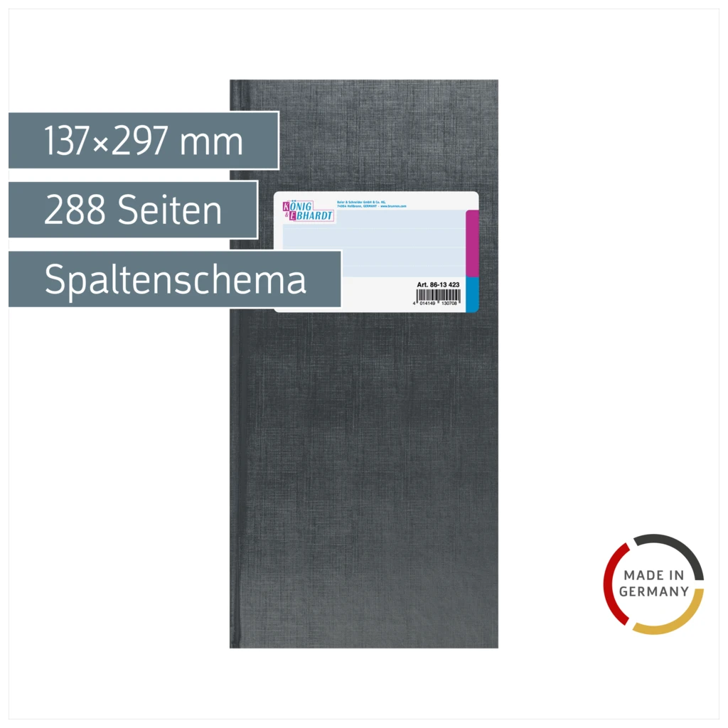 Spaltenbuch | 2/3 A4, 288 Seiten, 1 Spalten, Kunststoff, grau