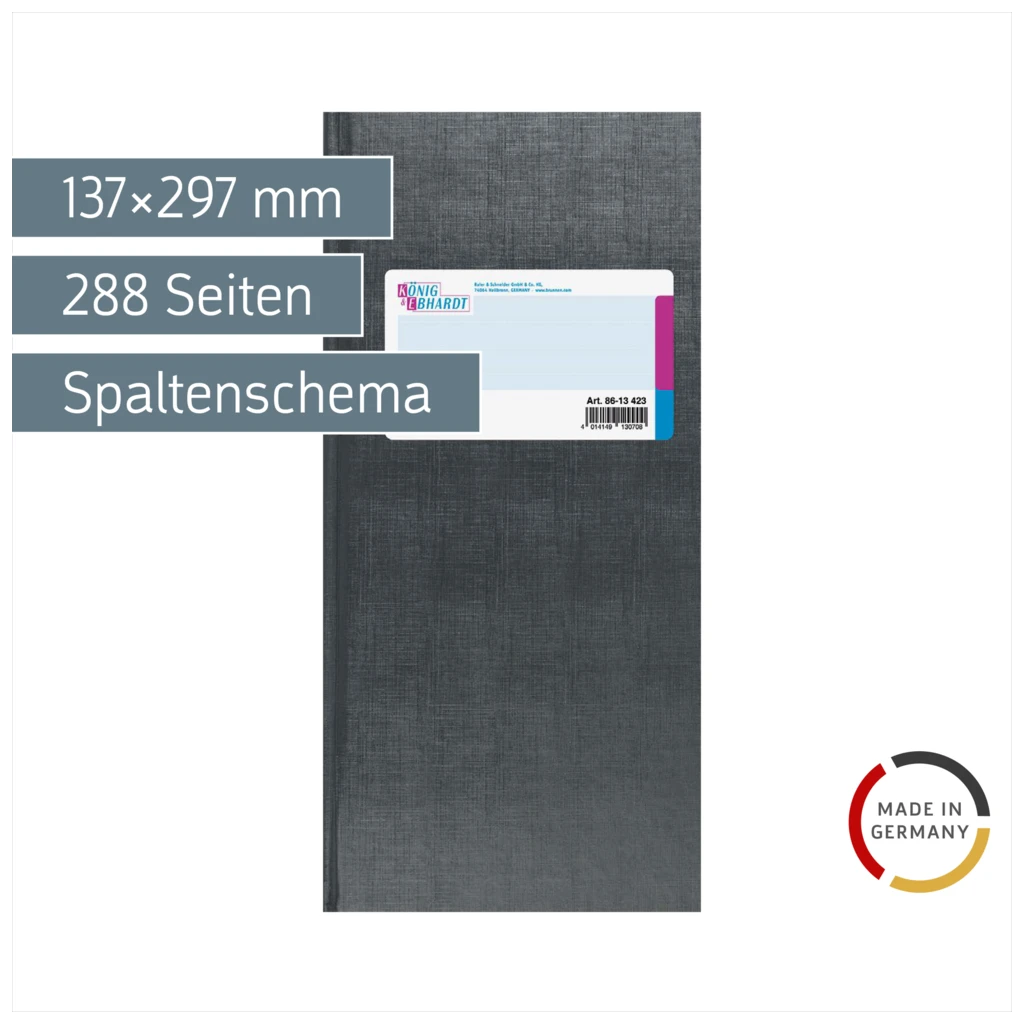 Spaltenbuch | 2/3 A4, 288 Seiten, 1 Spalten, Kunststoff, grau