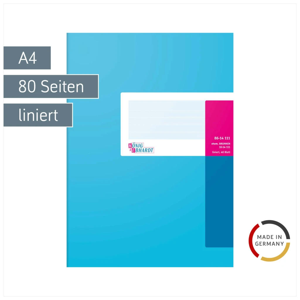 Geschäftsbuch | A4, 80 Seiten, liniert, Karton, magenta/hellblau