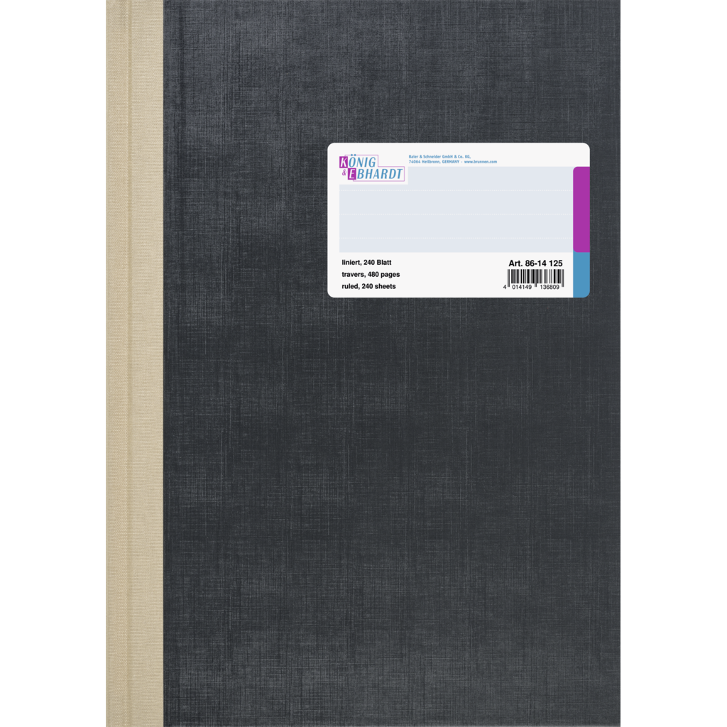 Geschäftsbuch, A4, 240 Blatt / 480 Seiten, liniert, Deckenband, 80 g/m², grau