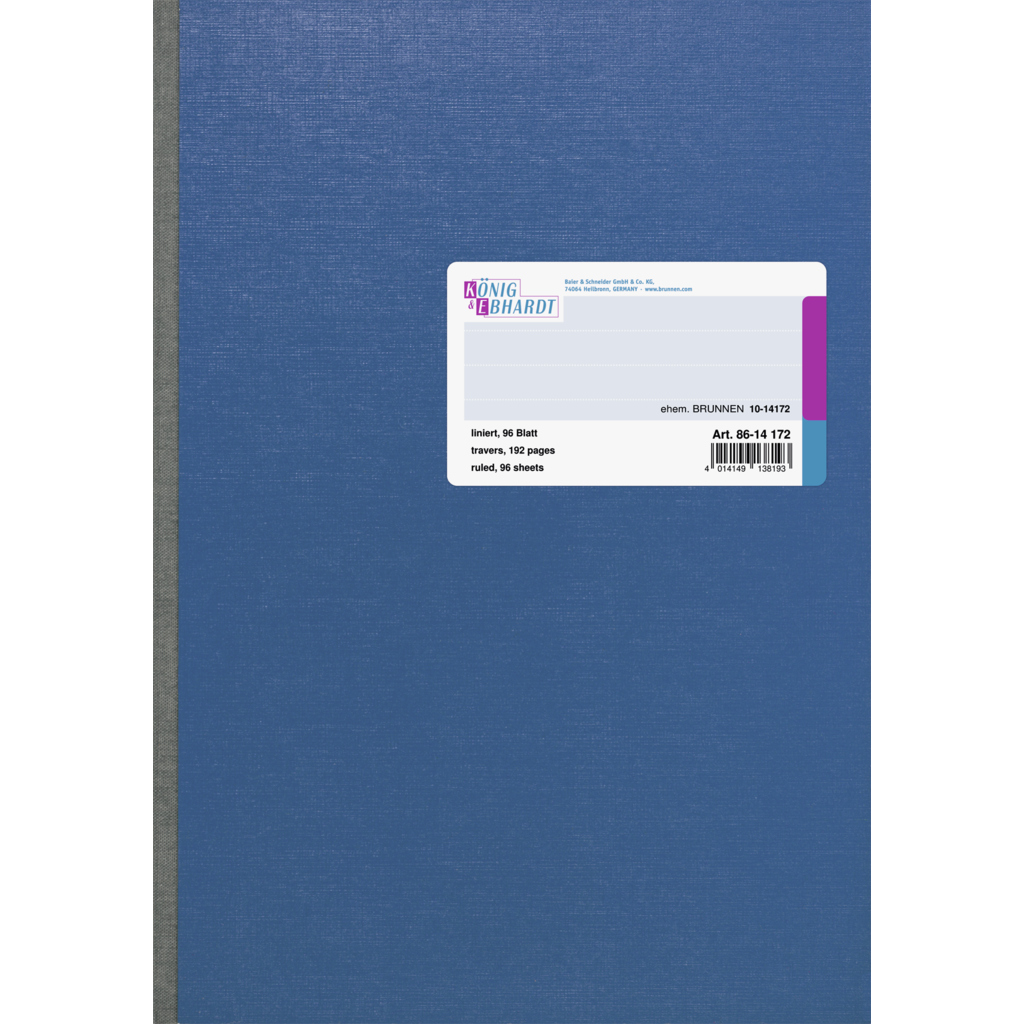 Kladde, A4, 96 Blatt / 192 Seiten, liniert, Steifbroschur, hochglanzlackierte Deckelpappe mit Strukturprägung, 70 g/m², blau