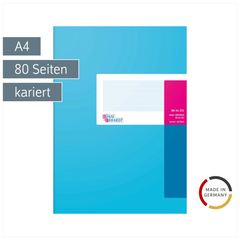 Geschäftsbuch | A4, 80 Seiten, kariert, Karton, magenta/hellblau