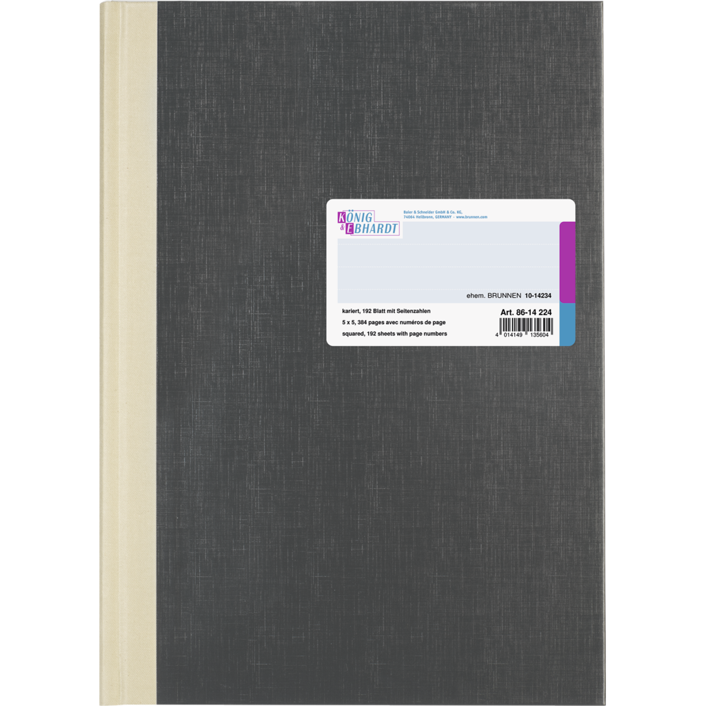 Geschäftsbuch, A4, 192 Blatt / 384 Seiten, Deckenband, 80 g/m², grau