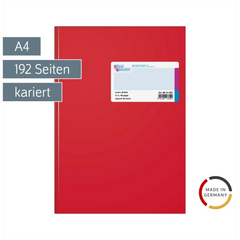 Geschäftsbuch | A4, 192 Seiten, kariert, Kunststoff, rot