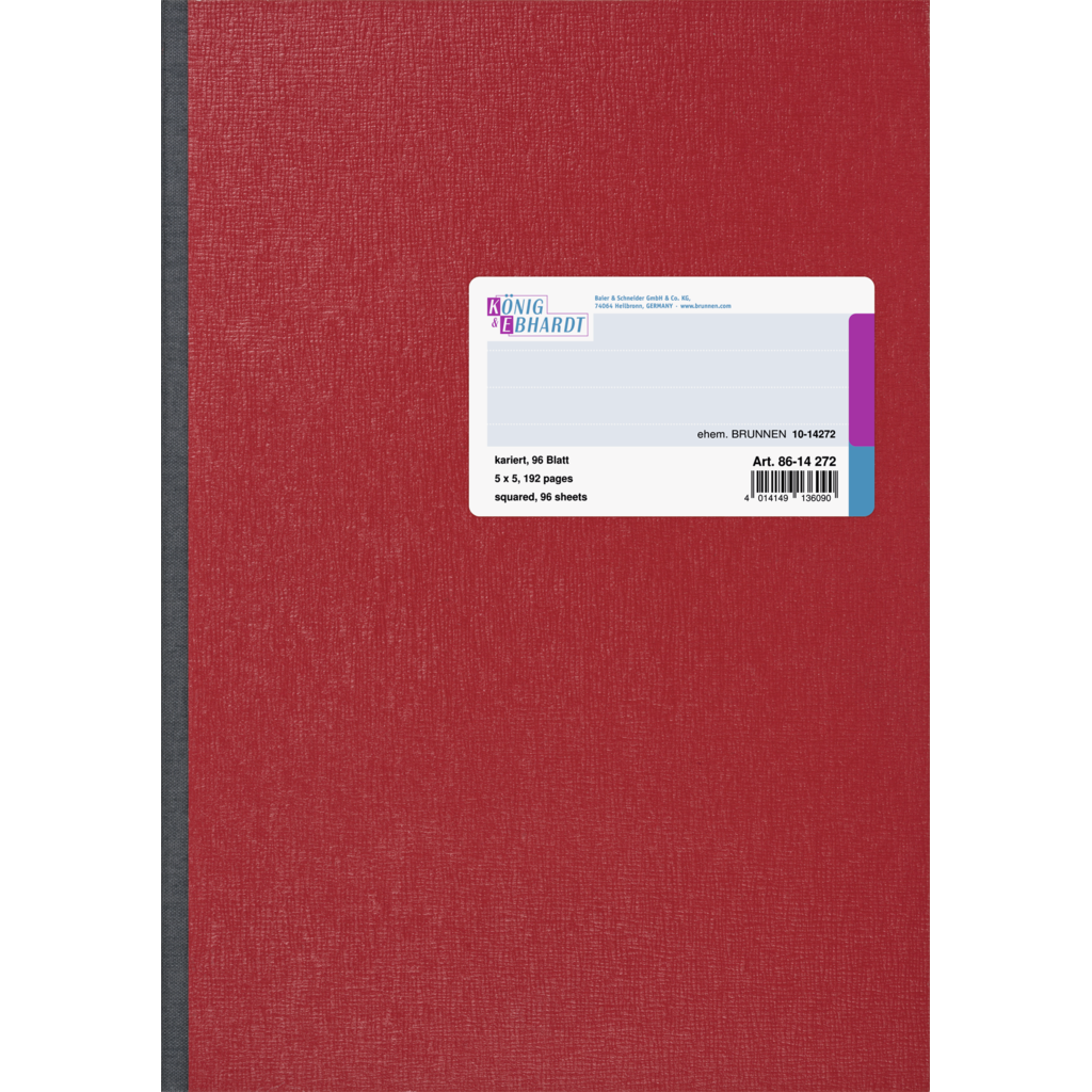 Kladde, A4, 96 Blatt / 192 Seiten, Steifbroschur, hochglanzlackierte Deckelpappe mit Strukturprägung, 70 g/m², rot