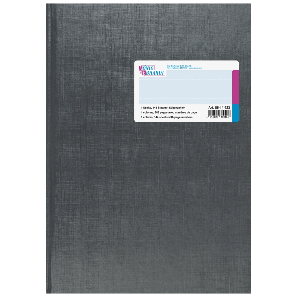 Spaltenbuch | A4, 288 Seiten, mit Seitenzahlen, 1 Spalten, Kunststoff, grau