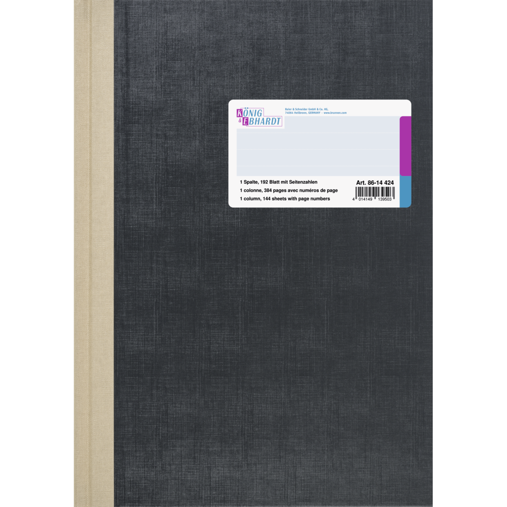 Spaltenbuch, A4, 192 Blatt / 384 Seiten, Deckenband, 80 g/m², grau
