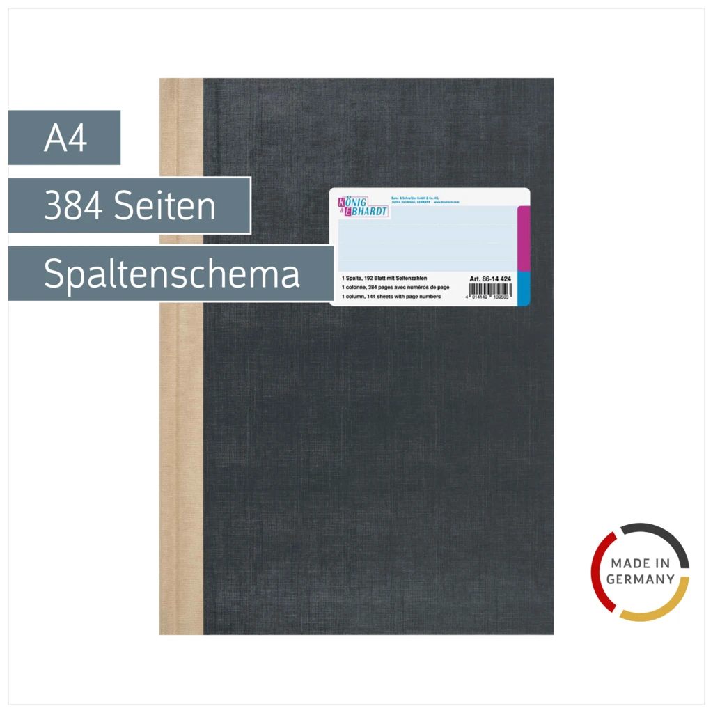 Spaltenbuch | A4, 384 Seiten, mit Seitenzahlen, 1 Spalten, Kunststoff, grau