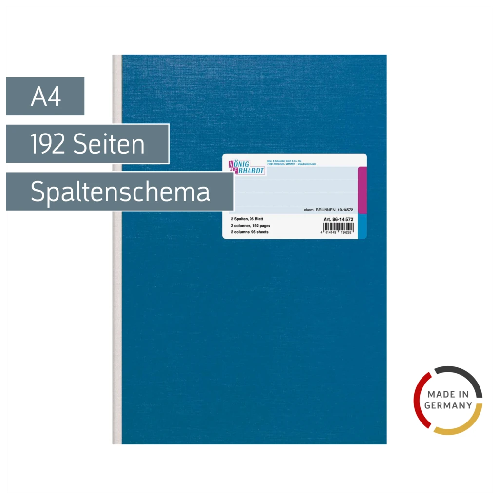 Spaltenbuch | A4, 192 Seiten, 2 Spalten, Karton, blau