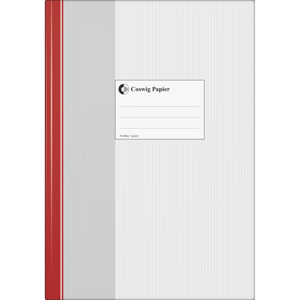 Geschäftsbuch, A4, 96 Blatt / 192 Seiten, stabiler Einband, matt cellophaniert, abwischbar, mit aufgedrucktem Deckelschild, 60 g/m², rot