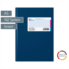 Geschäftsbuch | A5, 192 Seiten, liniert, Kunststoff, blau