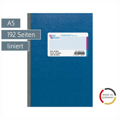 Kladde | A5, 192 Seiten, liniert, Karton, blau
