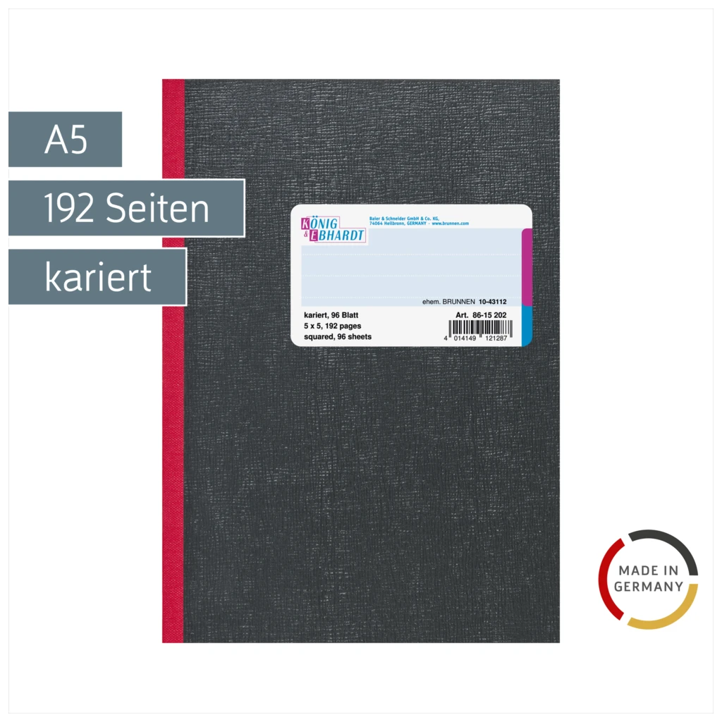 Kladde | A5, 192 Seiten, kariert, Karton, schwarz