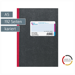 Kladde | A5, 192 Seiten, kariert, Karton, schwarz