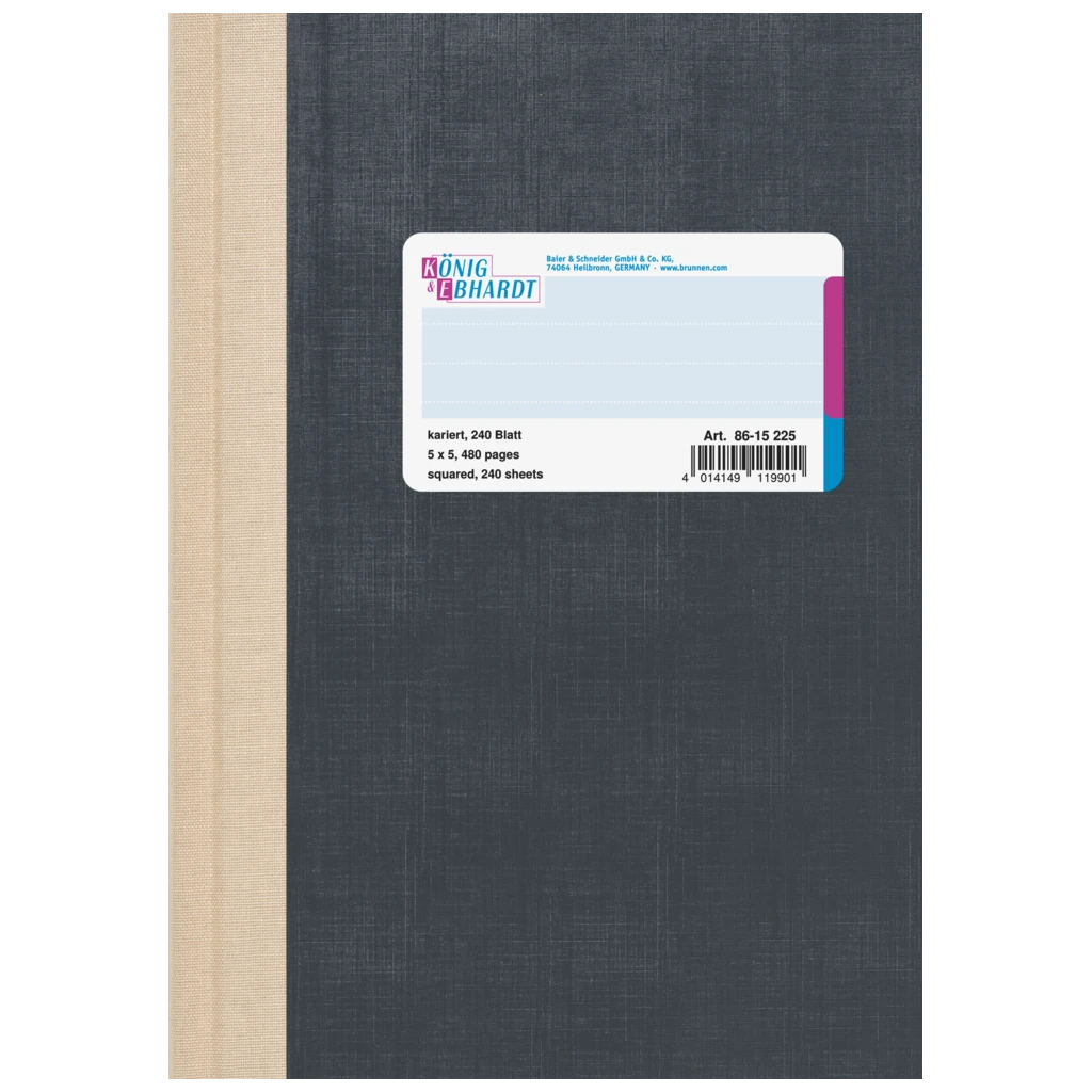 Geschäftsbuch | A5, 480 Seiten, kariert, Kunststoff, grau