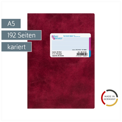 Geschäftsbuch | A5, 192 Seiten, kariert, Kunststoff, rot