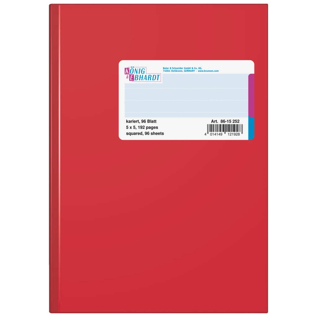 Geschäftsbuch | A5, 192 Seiten, kariert, Kunststoff, rot