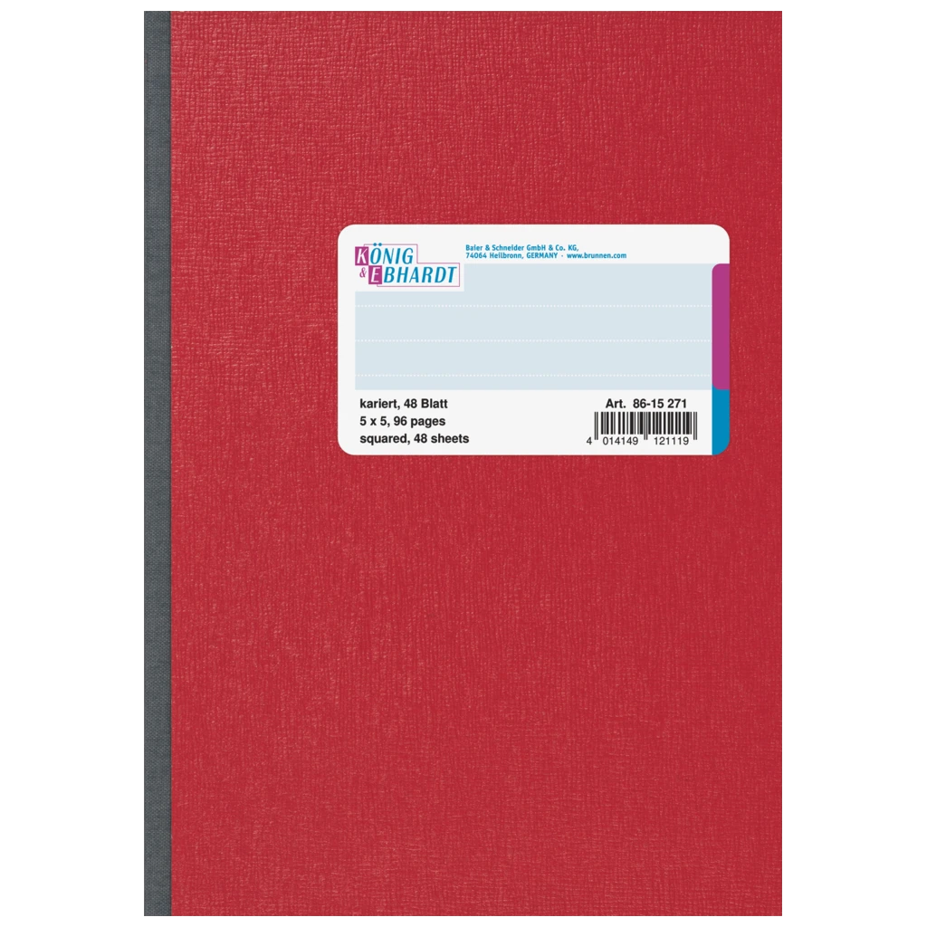 Kladde | A5, 96 Seiten, kariert, Karton, rot