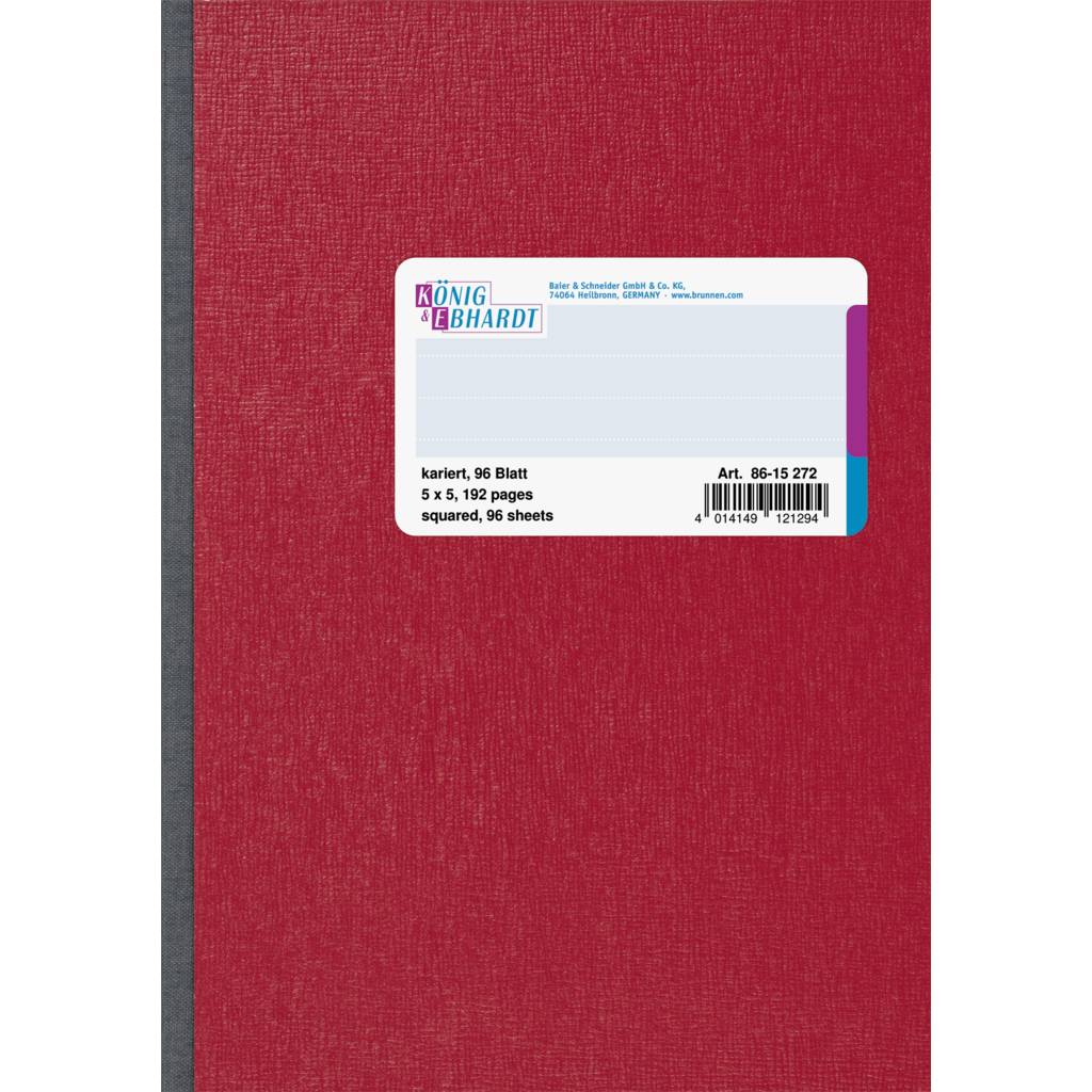 Kladde, A5, 96 Blatt / 192 Seiten, Steifbroschur, hochglanzlackierte Deckelpappe mit Strukturprägung, 70 g/m², rot